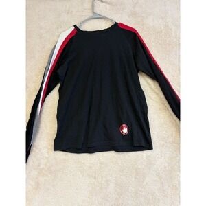 Canada Weather Gear Long Sleeve Graphic T Shirt Black Red White Stripes L G